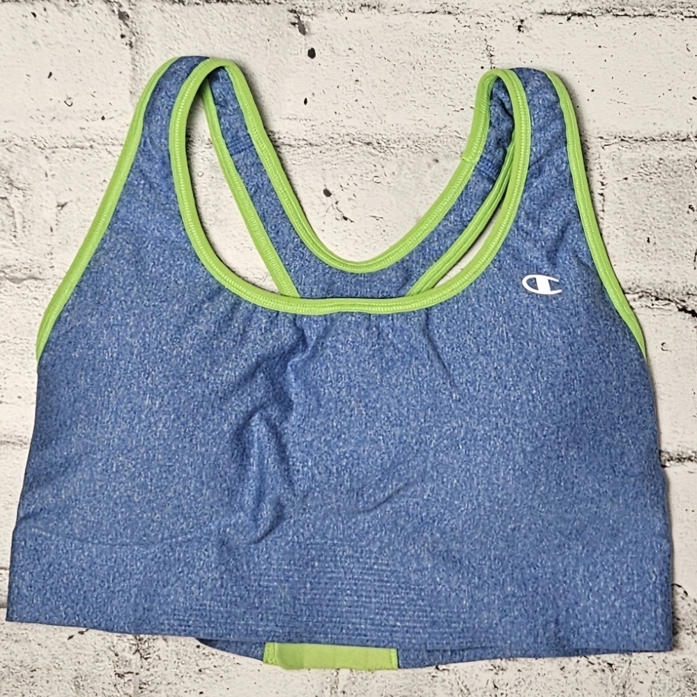 Champion Blue Sports Bra with Green Trim